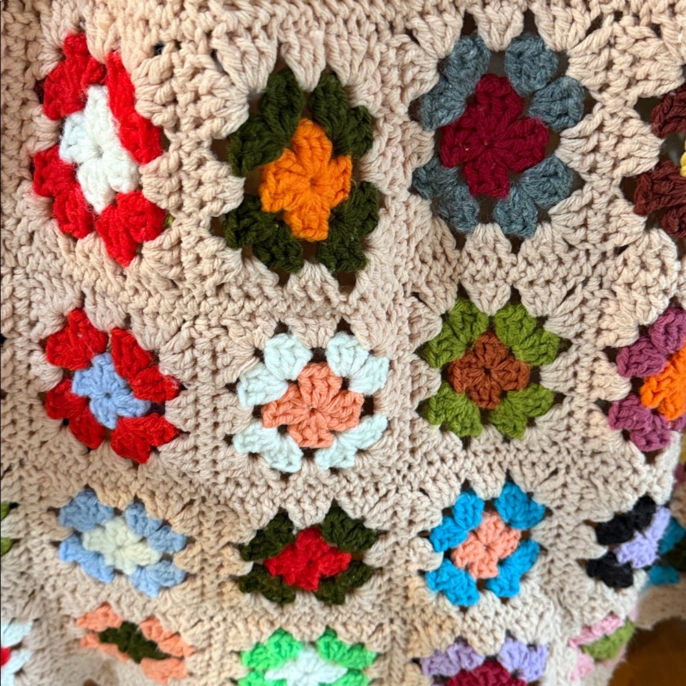 Handmade Crochet Granny Square Poncho Cape - Picture 6 of 6